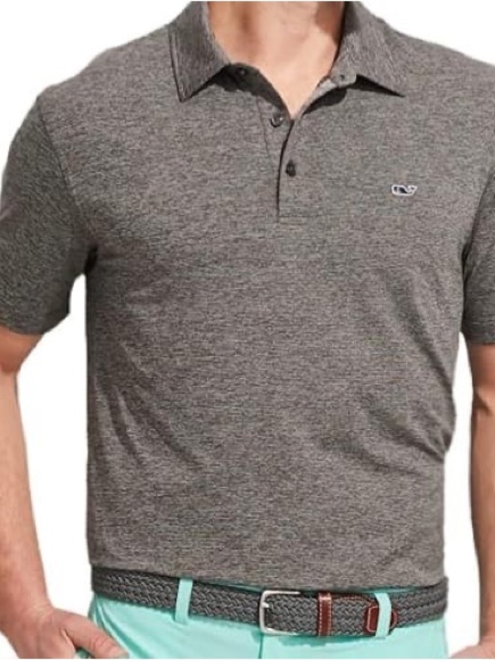Men's Grey Heather Polo Shirt - Classic Short Sleeve